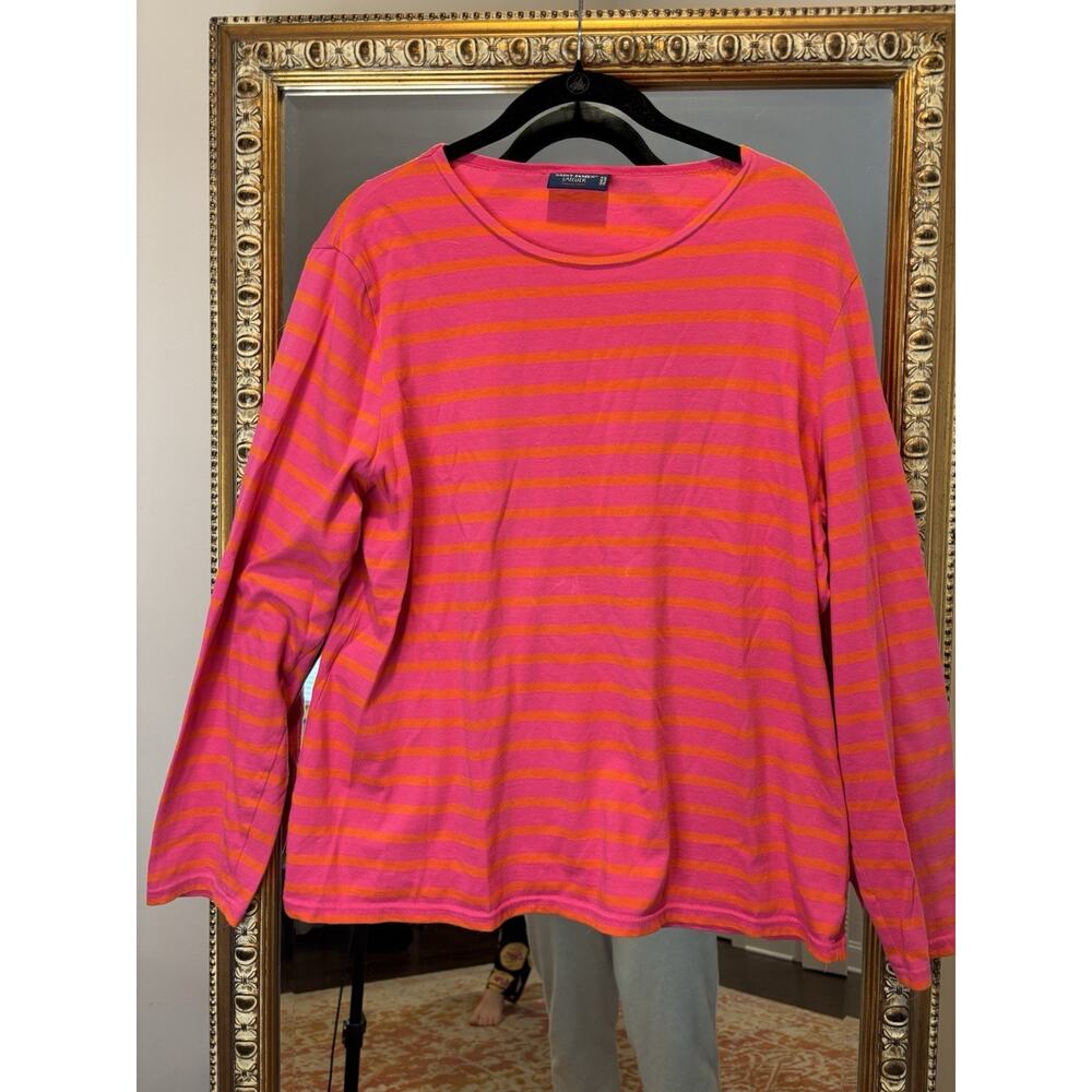 SAINT JAMES Pink, Orange Stripe Long Sleeve Top Shirt Size USA M/L, 14, France